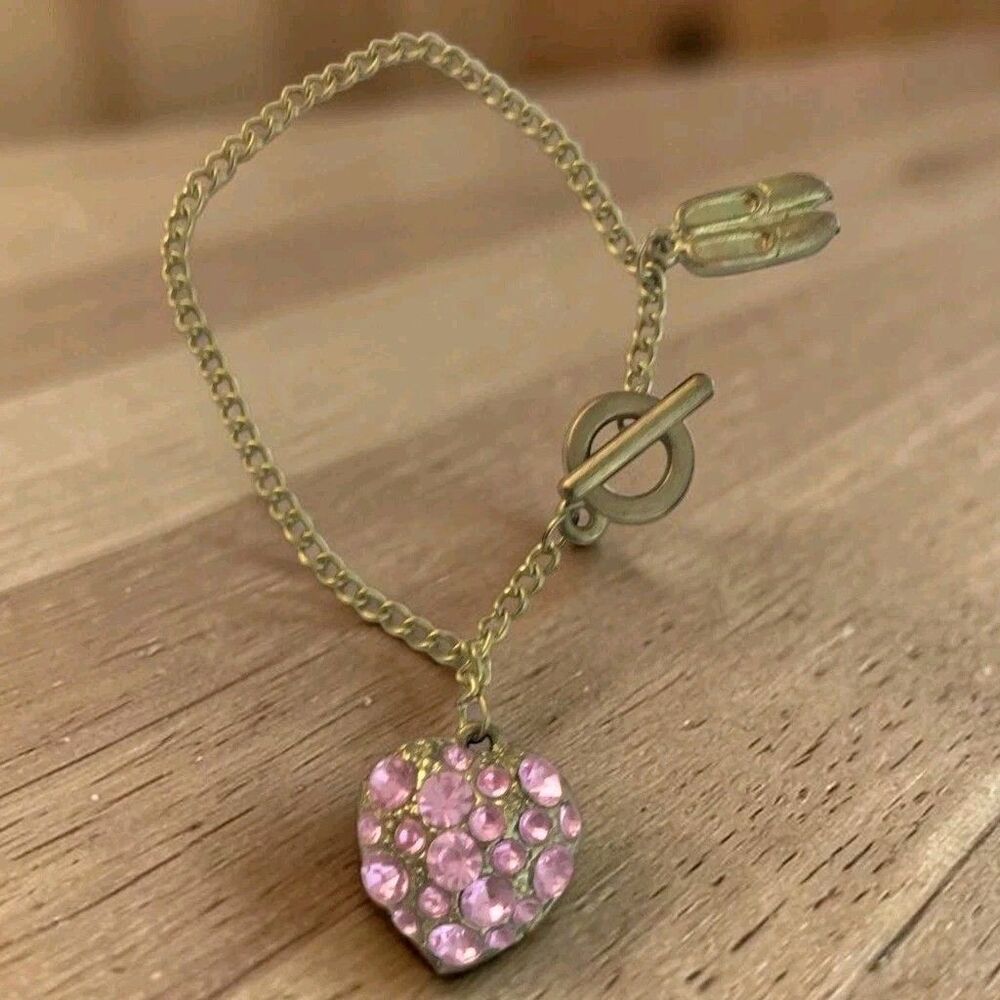 Vintage Pink Rhinestone Gold Tone Bracelet